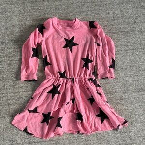 nununu Pink Dress with Black Star Design Size 3-4